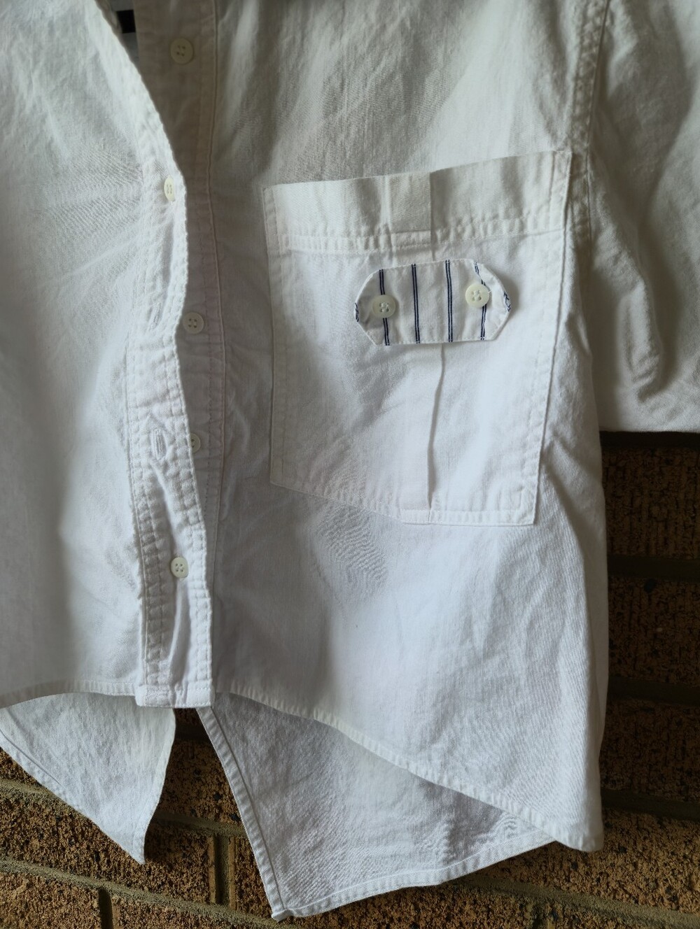 Vintage Shore Club White Short Sleeve Button Down Cropped Split Back Shirt - Picture 5 of 7